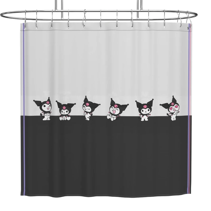 Franco Collectibles Sanrio Kuromi Bath Microfiber Shower Curtain, 72x72, (Officially Licensed Product)