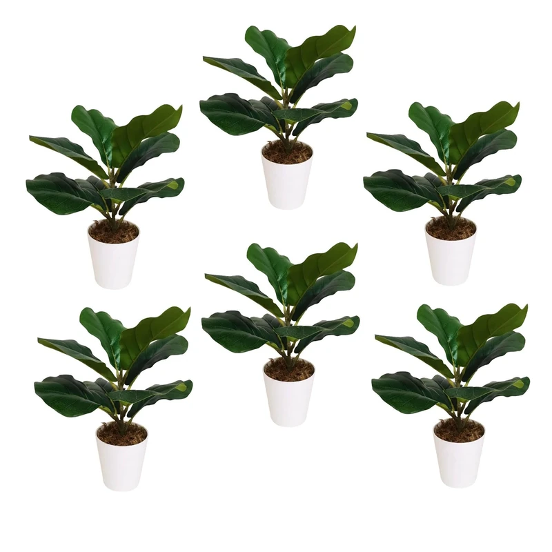 Leaf Pack of 6 x Realistic Artificial Potted Foliage Plants