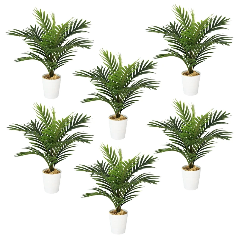 Leaf Pack of 6 x Realistic Artificial Potted Foliage Plants
