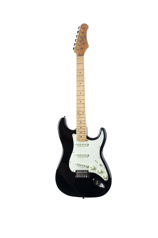EKO GUITARS ST‑401 Electric Guitar, Pawlonia Body, Maple Neck & Fingerboard, 3 Single Coil Pickups, Vintage Tremolo Bridge, Black