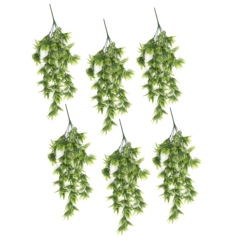 Leaf Artificial Hanging Plants Multipacks Fire Resistant UV Resistant, 6 X 75cm Boston Fern