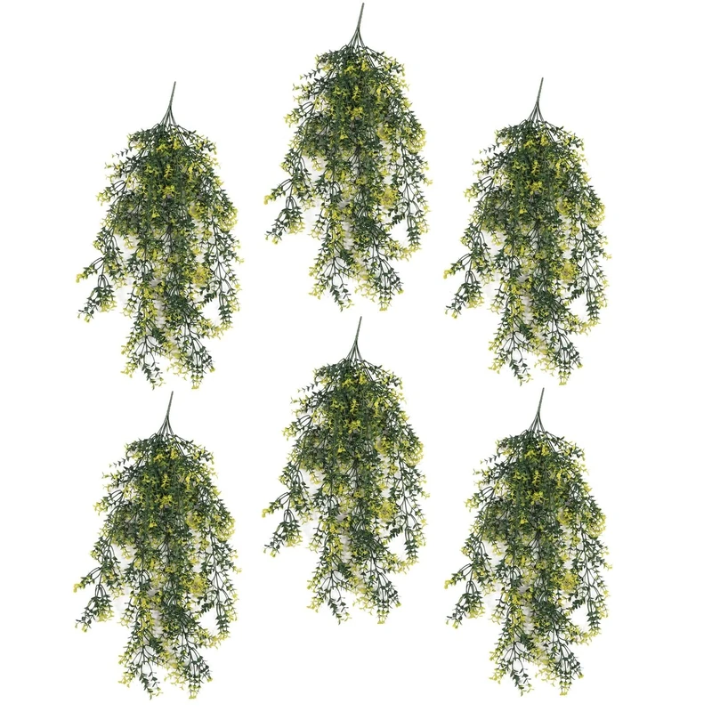 Leaf Artificial Hanging Plants Multipacks Fire Resistant UV Resistant, 6 X 76cm Variegated Plant