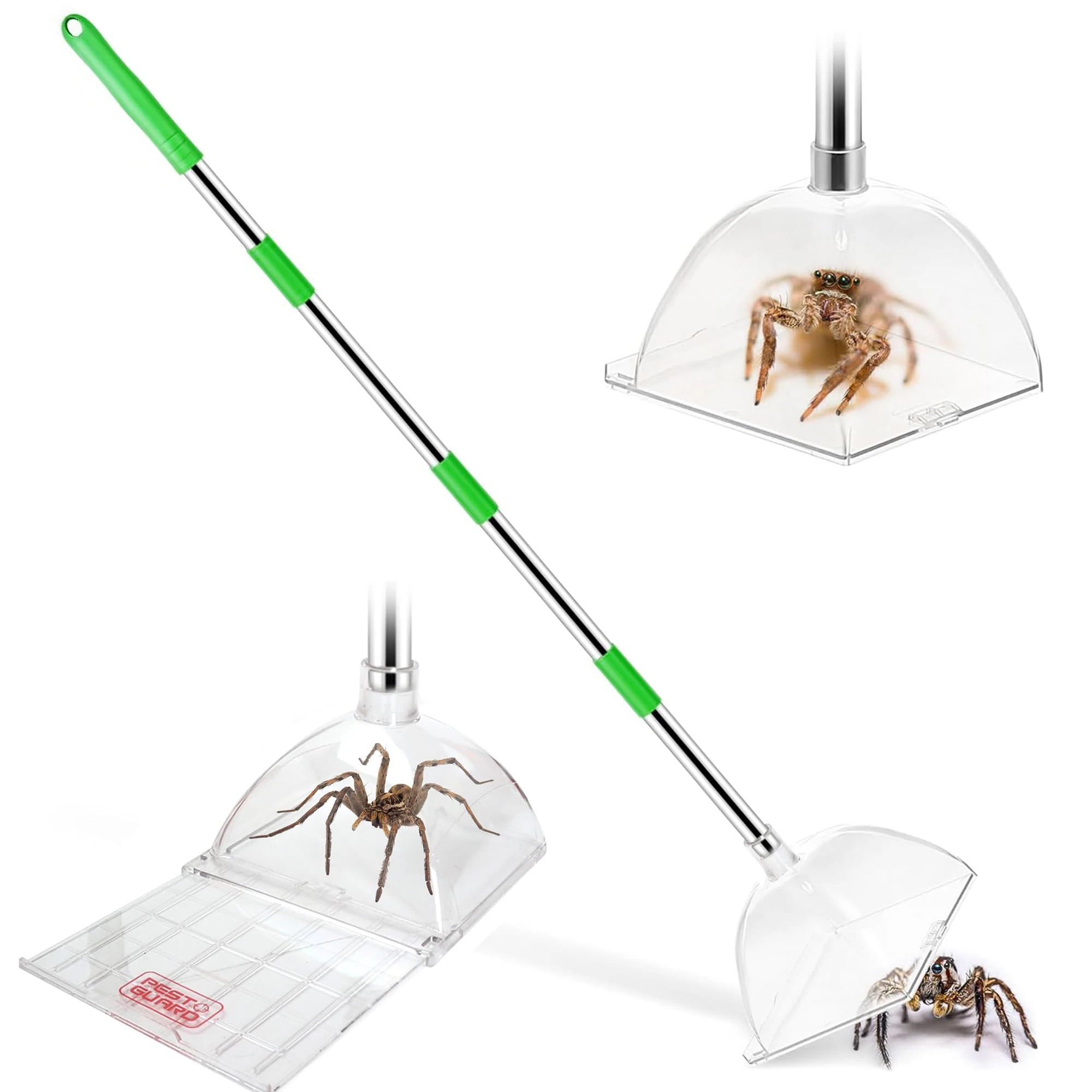 PEST GUARD Spider Catcher Long Handle 81cm Insect Catcher with Sliding Trap Door Lightweight Bug Catchers & Spider Grabber for Home, Indoor Fly Catchers, Outdoor Fly Trap (1 Pack-Telescopic)