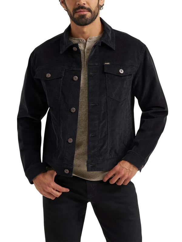 Wrangler Men's Corduroy Trucker Jacket - Jet Black XL - Image 1