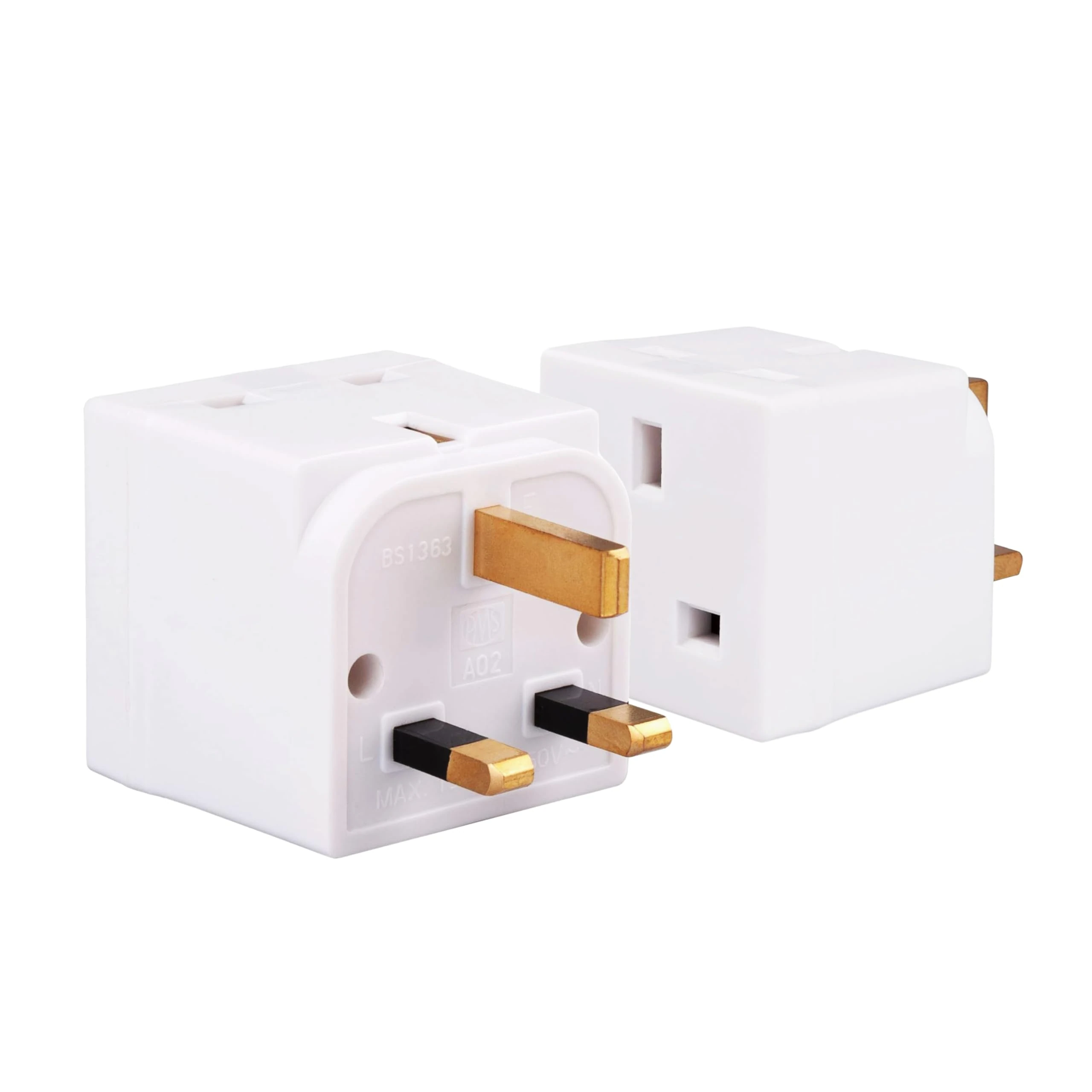 Double Dragon 13A 2-Way 3-Pin Multi Plug Adapter | Converts 1 Plug into 2 | Cube Wall Socket Splitter for Multiple Connections | Child Safety Shutters, Fire-Retardant PP | UKCA & CE Certified