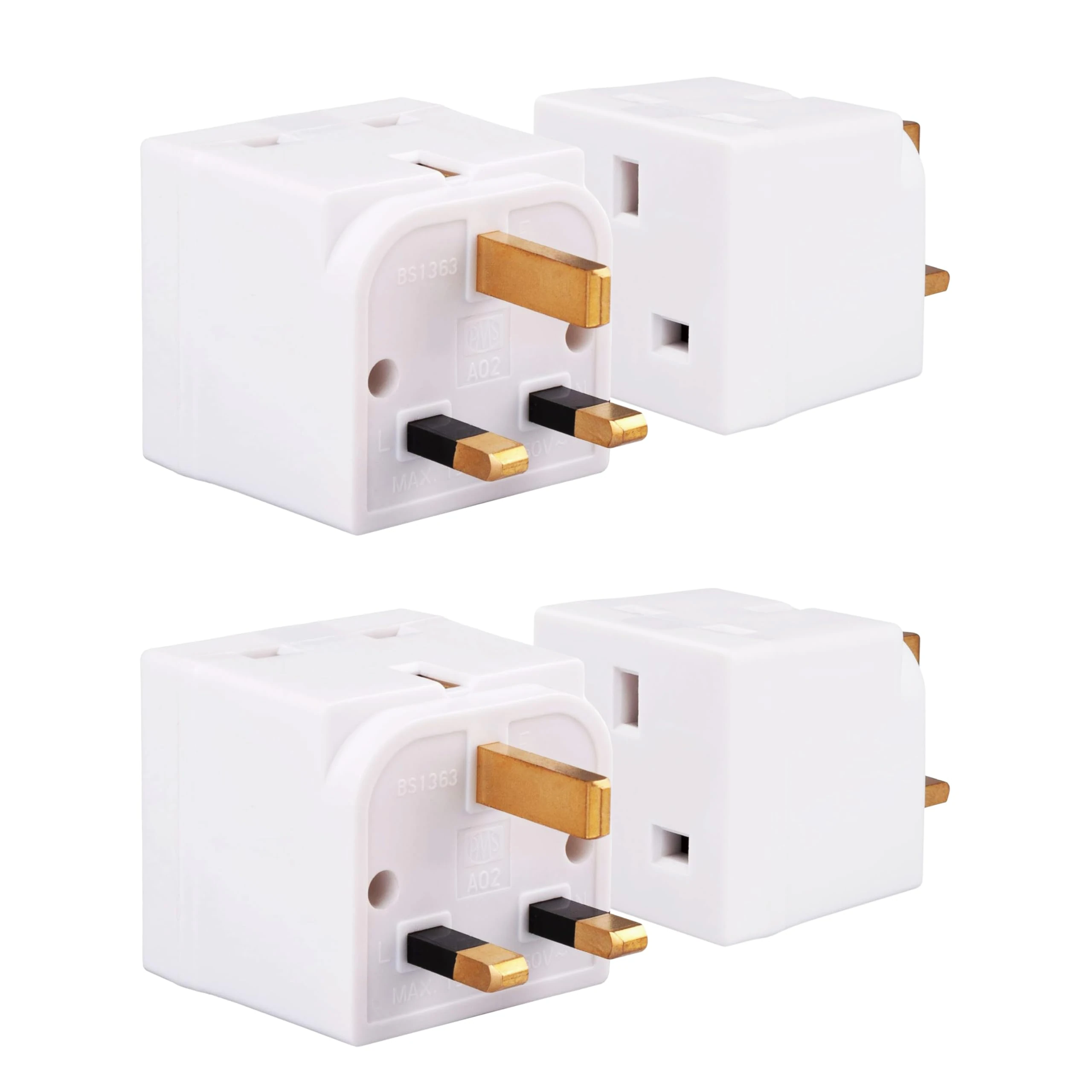 Double Dragon 2-Pack 13A 2-Way 3-Pin Multi Plug Adapter | Converts 1 Plug into 2 | Cube Wall Socket Splitter for Multiple Connections | Child Safety Shutters | UKCA & CE Certified