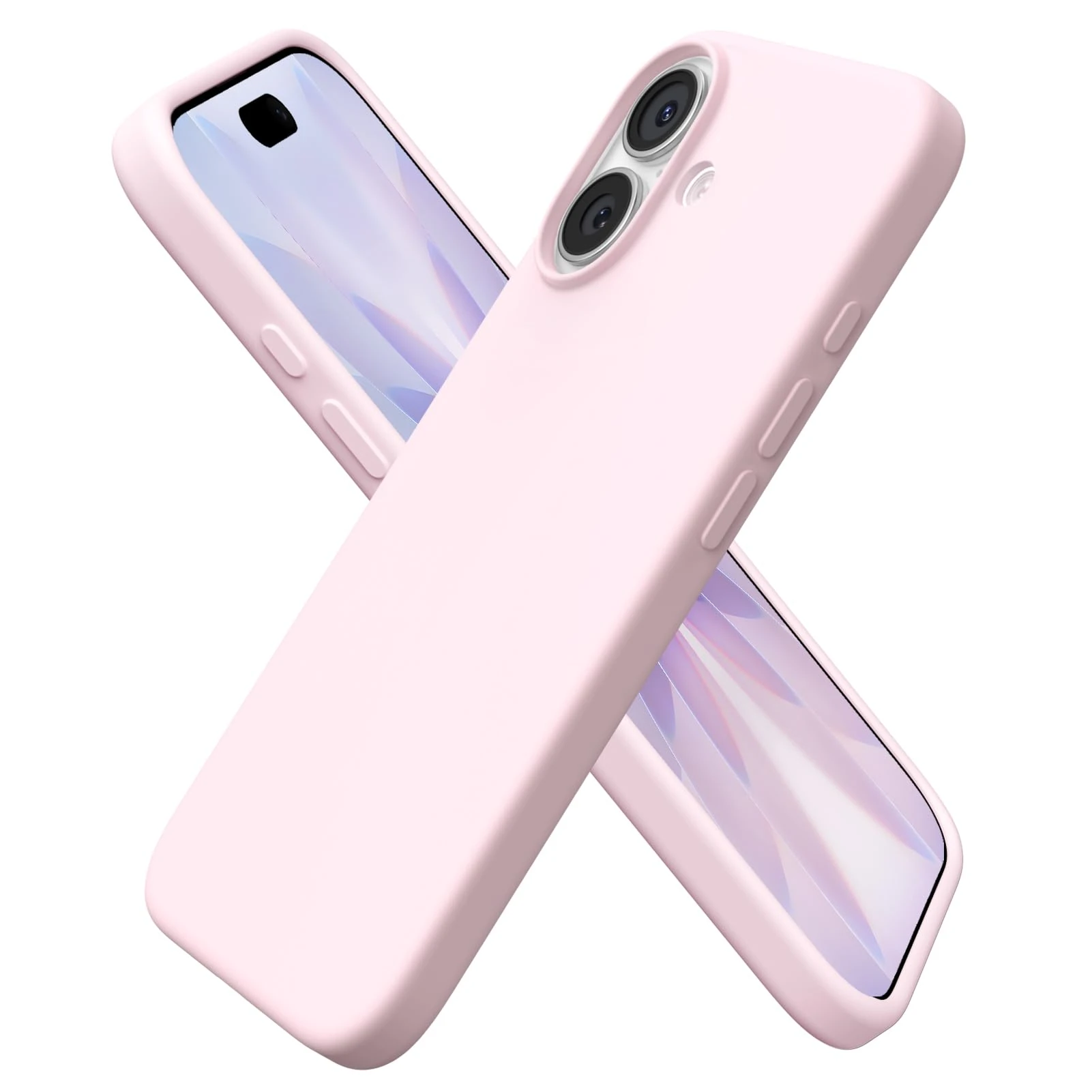 ORNARTO Compatible with iPhone 17 Case 6.3", Slim Liquid Silicone 3 Layers Full Covered Soft Gel Rubber 17 Phone Cases Cover 6.3 inch-Chalk Pink
