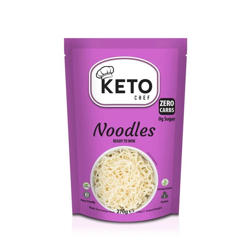 Keto Chef Konjac Noodles (Pack of 24 x 270g) Instant Oats Fibre Shirataki Noodles, Low Carb, Low Calorie, Gluten & Sugar Free, Vegan, Ready to Eat Alternative, Paleo Diet Friendly
