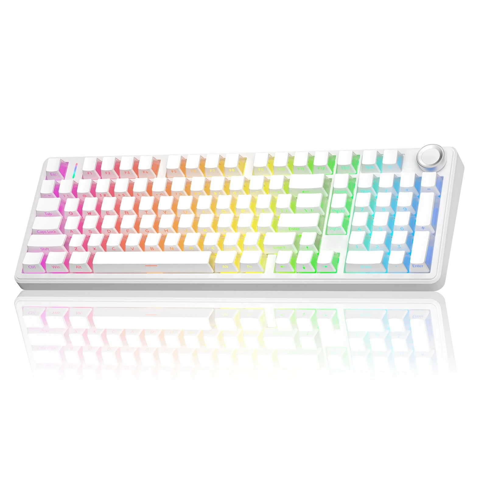 AULA F99Pro Silent Mechanical Keyboard,Tri-mode Wireless Gaming Keyboards with Control Knob,Gasket Structure,Side Translucency,RGB Backlight,Hot Swappable Custom Keyboard (WHITE-Trans)
