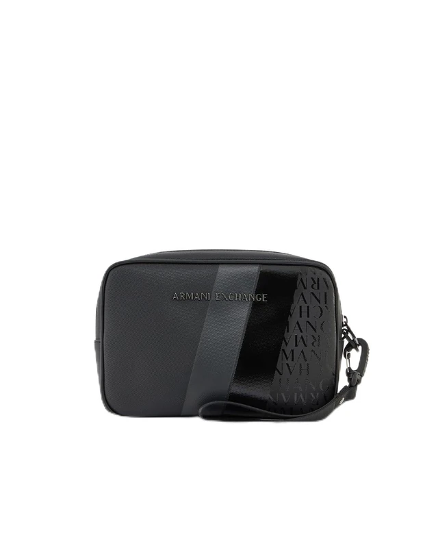 Armani Exchange Men Dylan, Essential, Metal Logo, Wrist Band Beauty Case, Black/Gunmetal, One Size