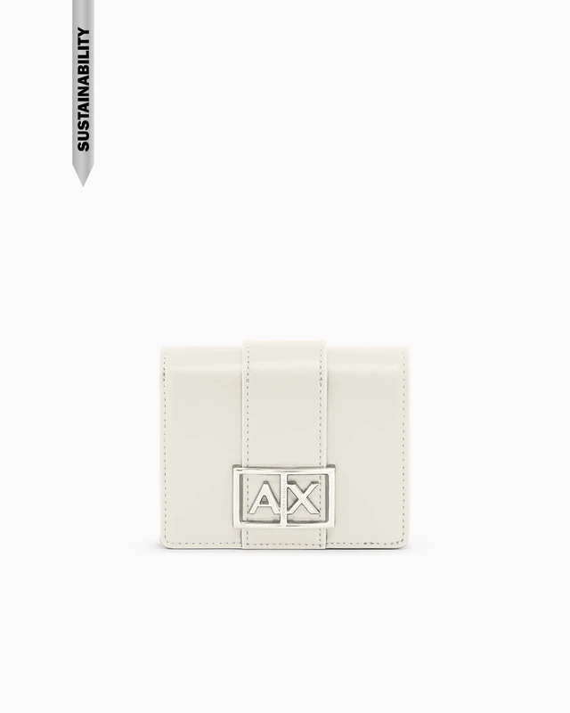 Armani Exchange Women's Jodie Metal Logo Classic Mini Accessory Travel Wallet, Off White
