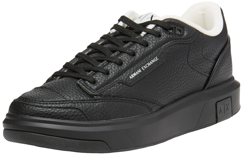 Armani Exchange Men's Venice, Logo Tab on Sole Trainers, Black, 42 EU