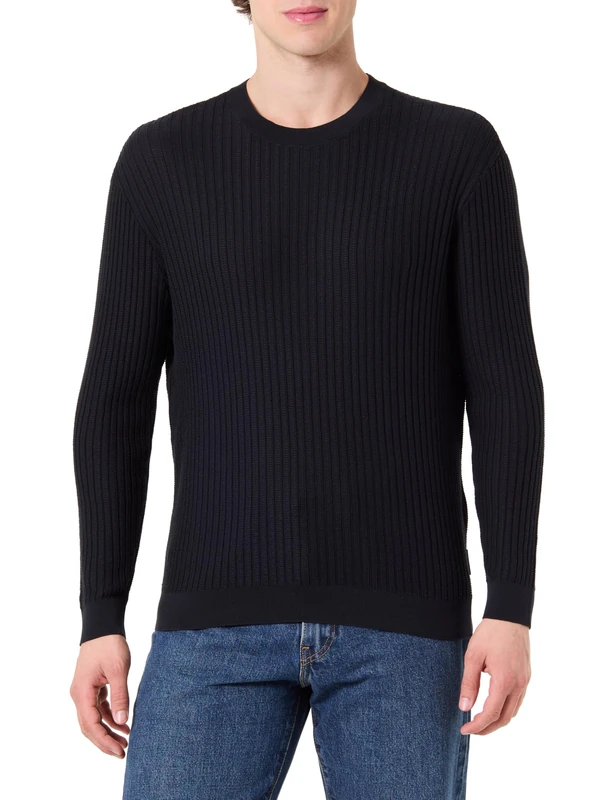 Armani Exchange Men's Classic Look, Monochrome Pullover Sweater, deep Navy, XS