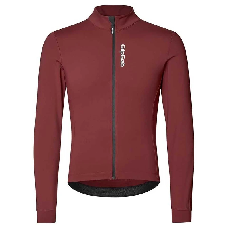 GripGrab Ride Thermal Long Sleeve Cycling Jersey Men's Road MTB Gravel Bike Cycle Top Warm Biking Shirt for Men Dark Red