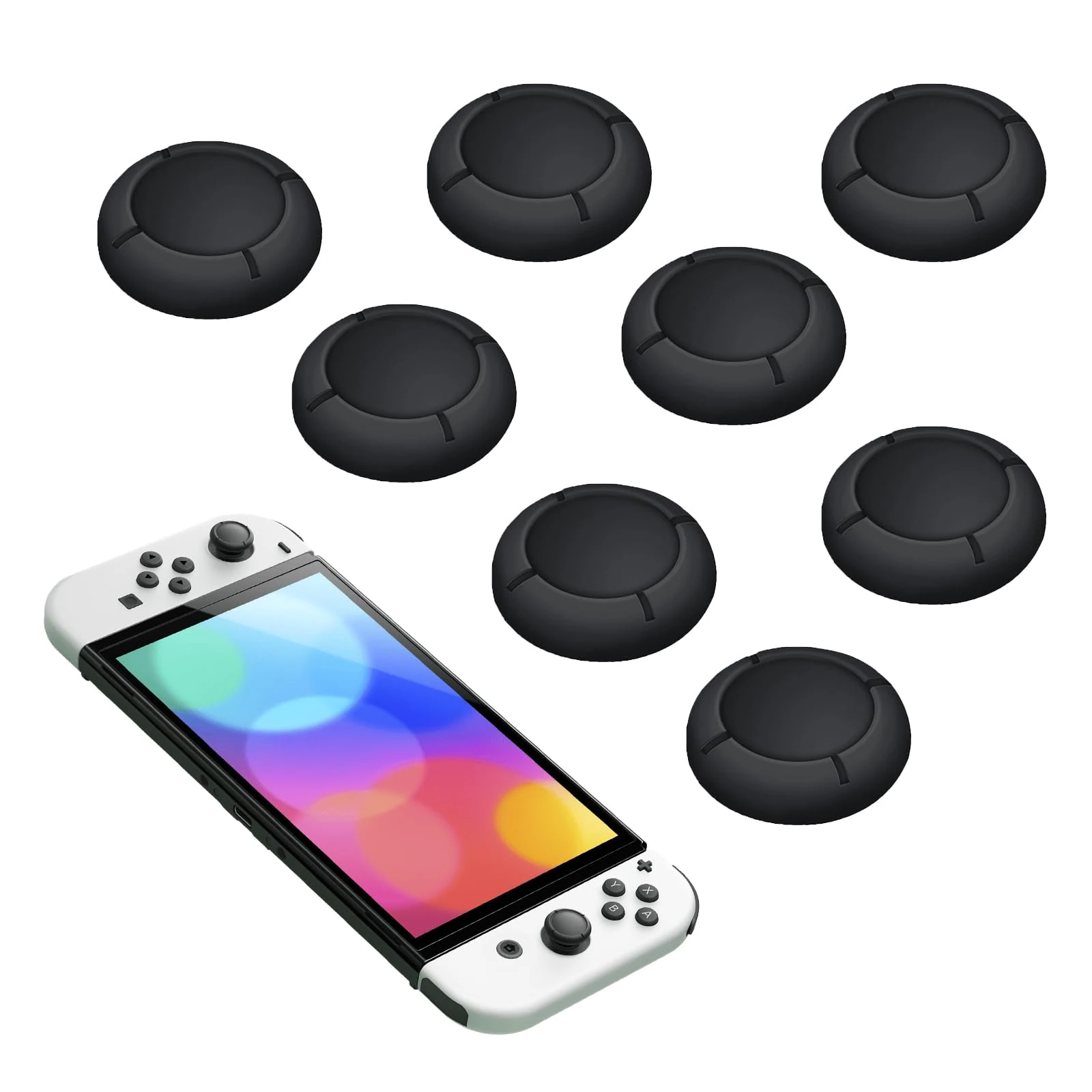4 Pairs Replacement Button Caps for Switch Joycon,Silicone Joystick Thumb Stick Caps for Nintendo - Switch Thumb Grips - Controller Black Grip Covers - Easy Installation, Enhanced Gaming Experience
