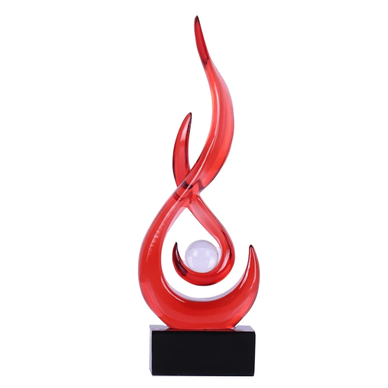 XYQXYQ Modern Abstract Art Table Decoration - Ceramic Statue Modern White Ornaments for Living Room Great Gift Idea Home Décor 5 * 2.5 * 10.5 inch Gift Box Included (Red) - Image 1