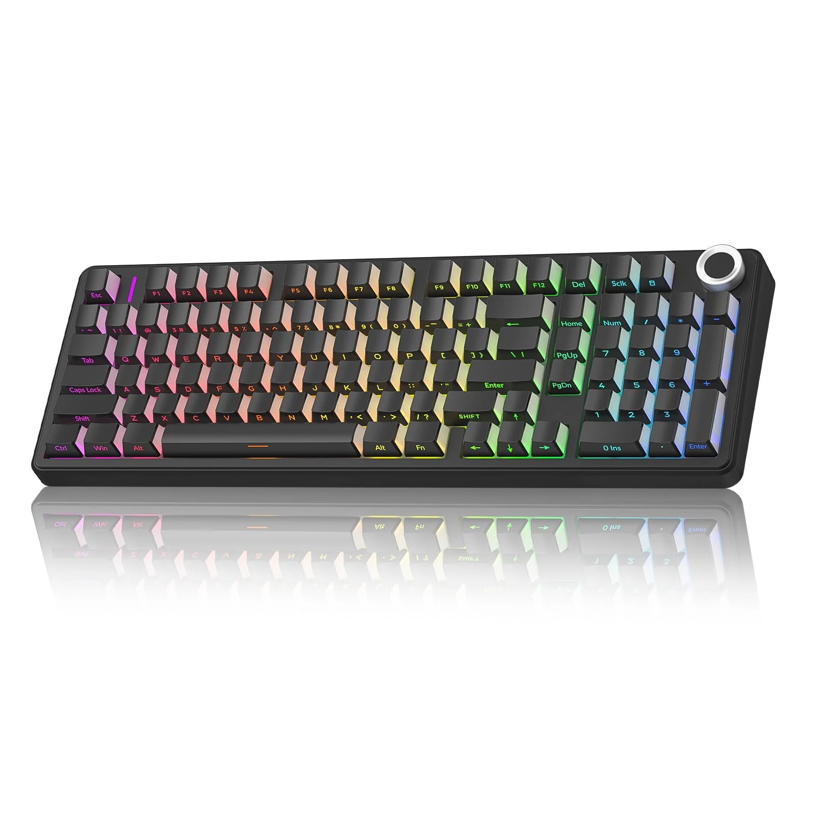 AULA F99Pro Silent Mechanical Keyboard,Tri-mode Wireless Gaming Keyboards with Control Knob,Gasket Structure,Side Translucency,RGB Backlight,Hot Swappable Custom Keyboard (BLACK-Trans)