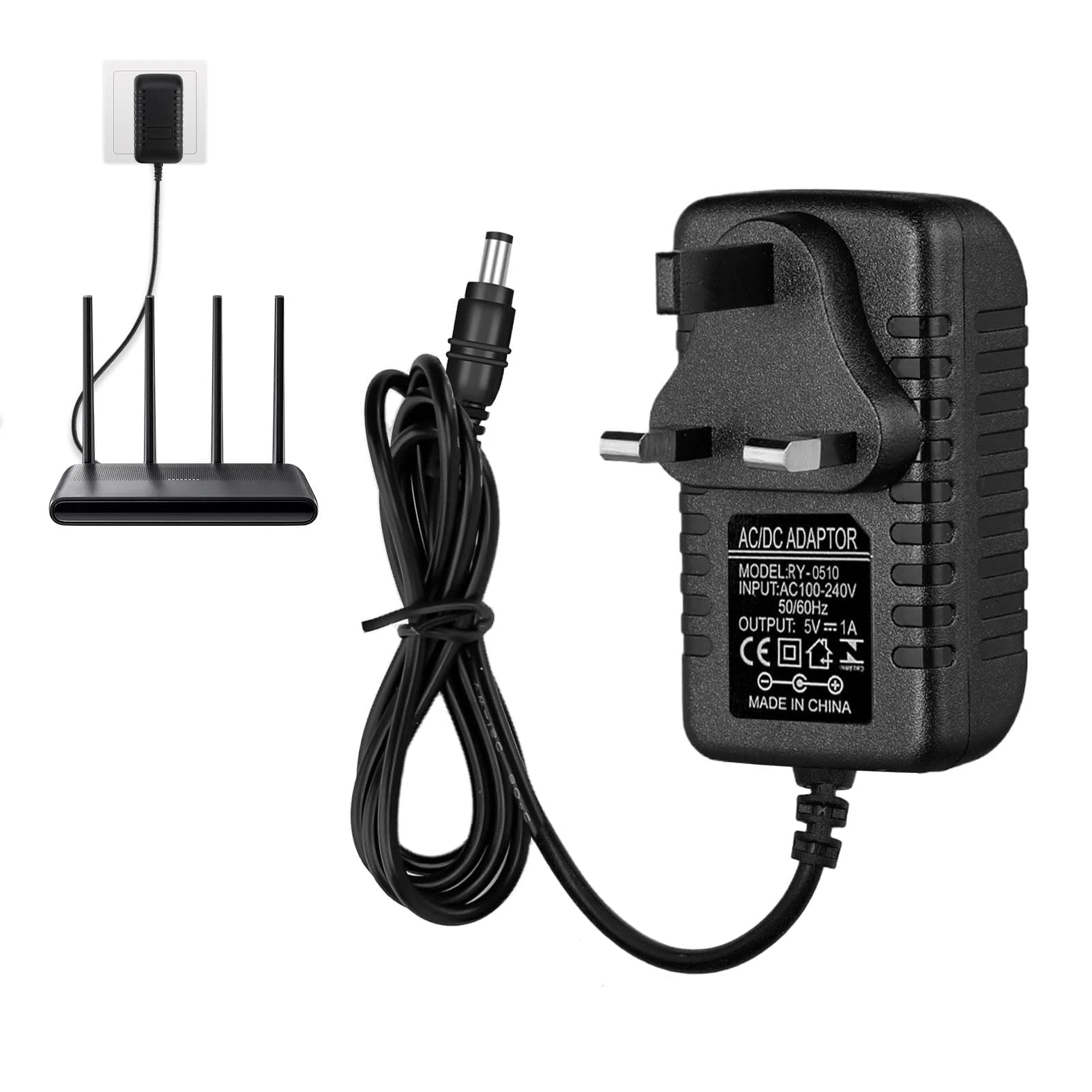 AC to DC 5V 1A Charger Power Supply, 1A 5V Power Supply Plug 5.5mm X 2.1mm, Dc Power Supplies Ac Adapter 100-240V 50 60hz to DC 5W, Power Adapter for Speakers Router Security Cameras