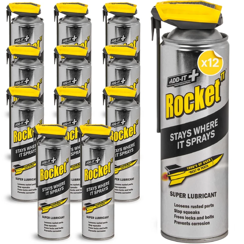 Rocket TT Super Tube Lubricant Spray 450ml 12 PK|Rust Remover & Anti-Corrosion Maintenance Spray|Penetrating Oil for Seized Bolts,Tools, Bikes & Garden Equipment|Water-Resistant Protective Coating