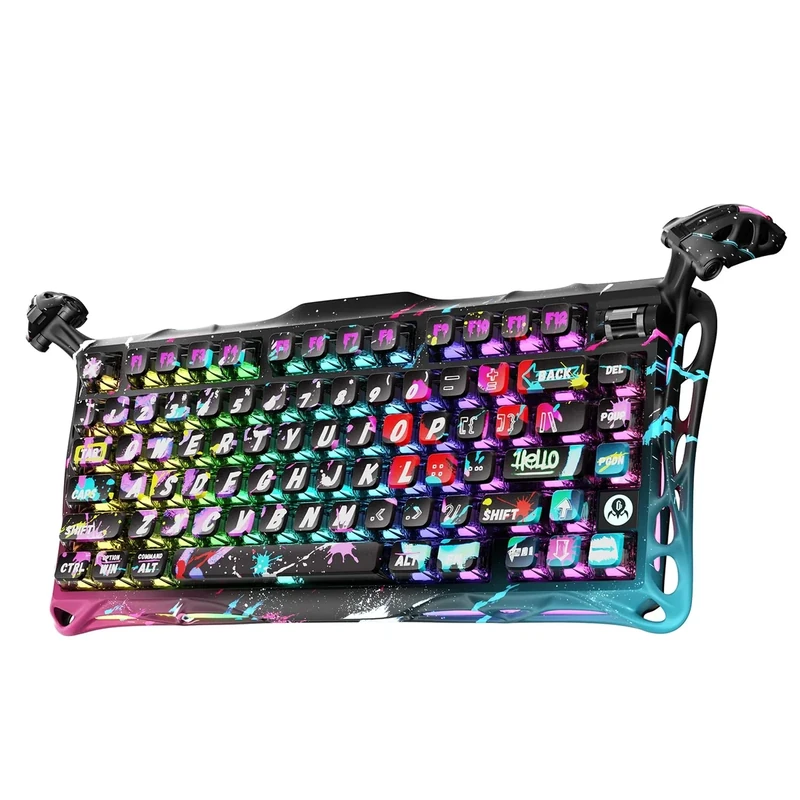 GravaStar Mercury V75 Series Hall Effect Gaming Keyboard with Only Wired, 75% Layout Gaming Keyboard with Magnetic Switches, Hot Swappable, 8000 Hz Polling, Dual Zone RGB (Neon Graphite)