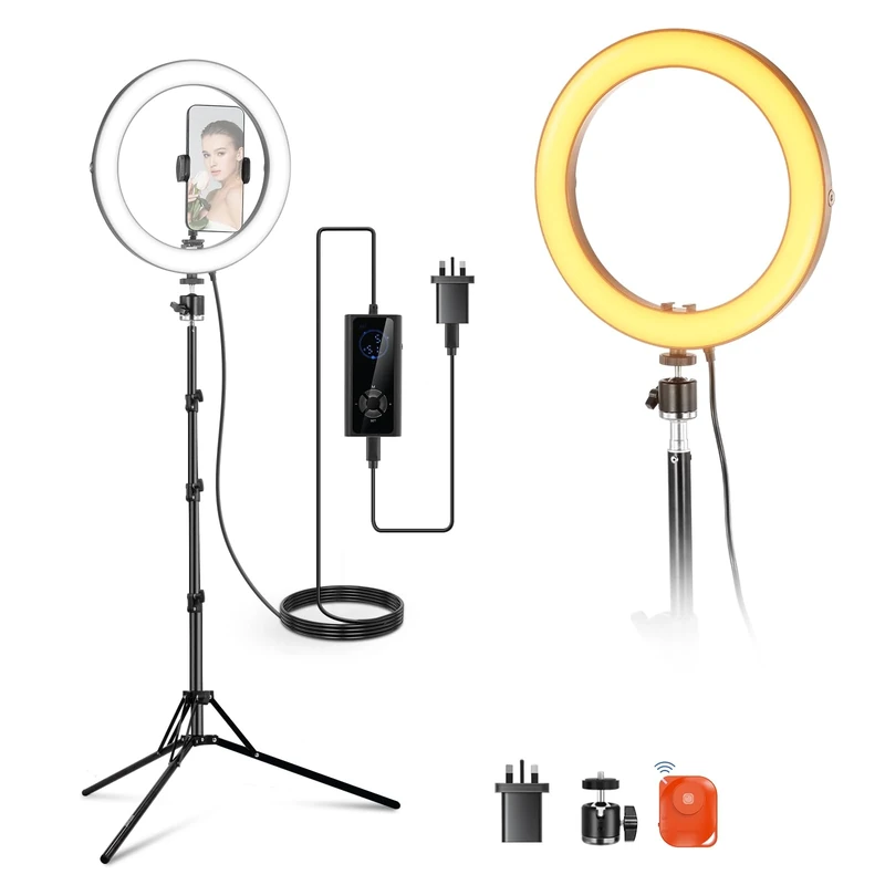 NEEWER 10" 20W High Power LED Ring Light for Phone with 71" Tripod Stand, Bi Color Ringlight, Phone Holder Compatible with iPhone for Video Recording Selfie Makeup Studio Live Streaming TikTok, RH10B