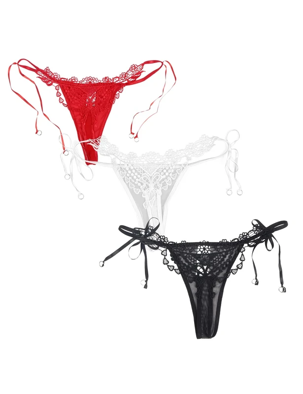 ohyeahlady Sexy G String Thongs for Women Plus Size T-back Micro Tangas Bikini Briefs Ladies Brazilian Knickers Mesh Panties Cheeky Underwear 3 Pack Size 10 Multicolor