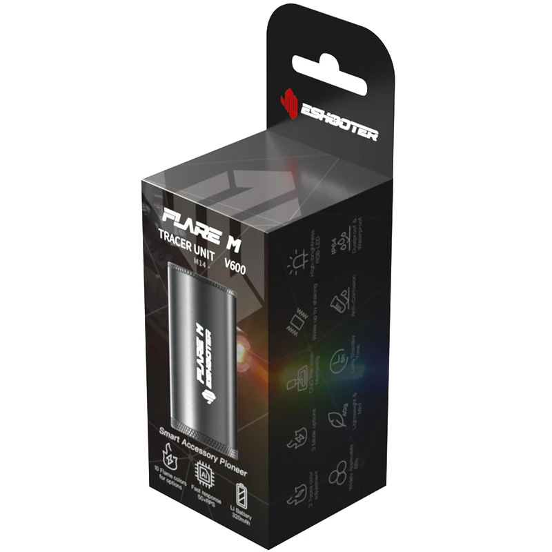 ESHOOTER Flare Cube Tracer Unit (BT) – Compact Bluetooth Airsoft Tracer Suppressor, Black