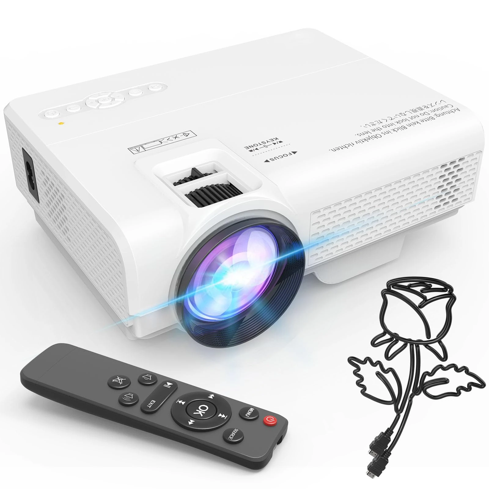 Mini Projector, Full HD 1080P Supported Portable Projector For Outdoor Movies, Compatible With TV Stick, HDMI, VGA, USB, TF, AV, Sound Bar, Video Games [2025 Latest Upgrade]
