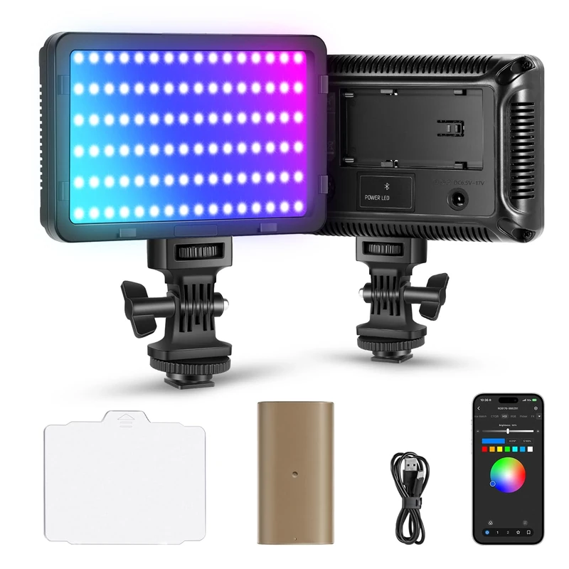 NEEWER RGB Video Light with 4000mAh NP-F750 Replacement Battery, APP Control 360° Full Color LED Camera Key Lighting CRI95+ Dimmable for Studio DSLR Camcorder Photography Recording Streaming, RGB176