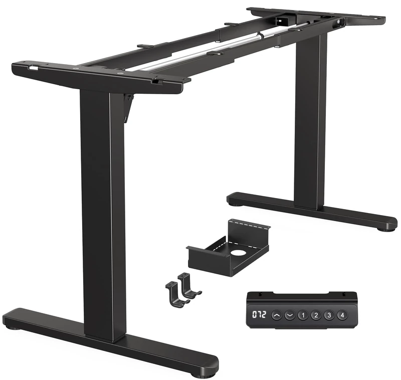 Marsail Electric Height-Adjustable Standing Desk Frame with Brushless Motor, 100kg Load Capacity Standing Desk Legs for Home & Office, Black Sit Stand Desk Frame