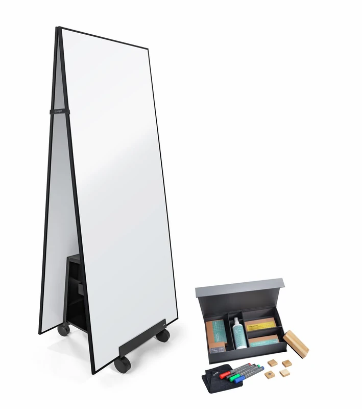 Sigel MUB19 Meet up Set – 2 Mobile whiteboards 90x180 cm, Magnetic, writable on Both Sides, Black Frame, 1 Stand and 1 Starter kit (Markers, Magnets, Cleaning Spray)