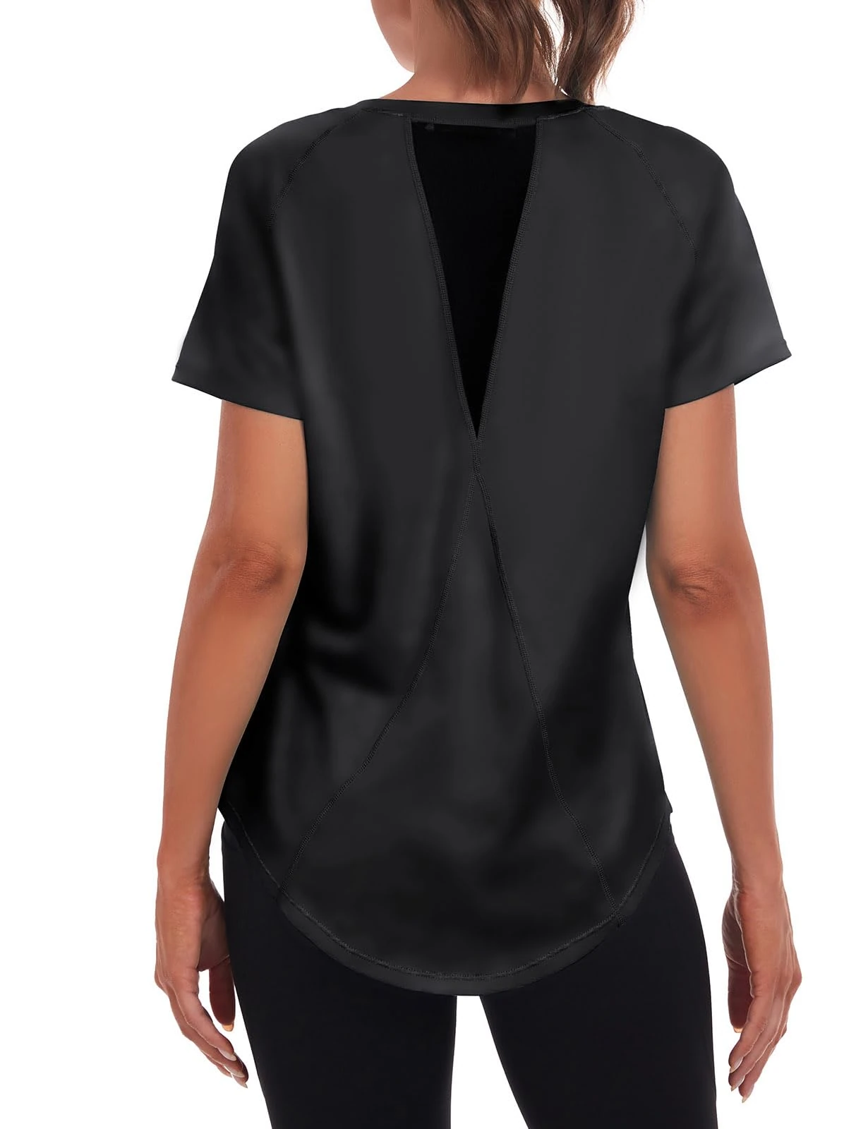 Jlowesun Women's Long Gym Tops Ladies Sports Running T-Shirt, Short Sleeve Summer Quick Dry Fitness Athletic Workout Yoga Loose Plus Size Activewear for Exercise T Shirt