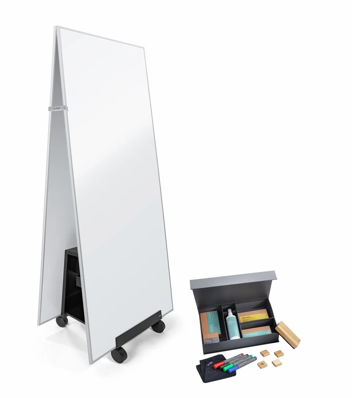 Sigel MUB13 Meet up Set – 2 Mobile whiteboards 90x180 cm, Magnetic, writable on Both Sides, Silver Frame, 1 Stand and 1 Starter kit (Markers, Magnets, Cleaning Spray)