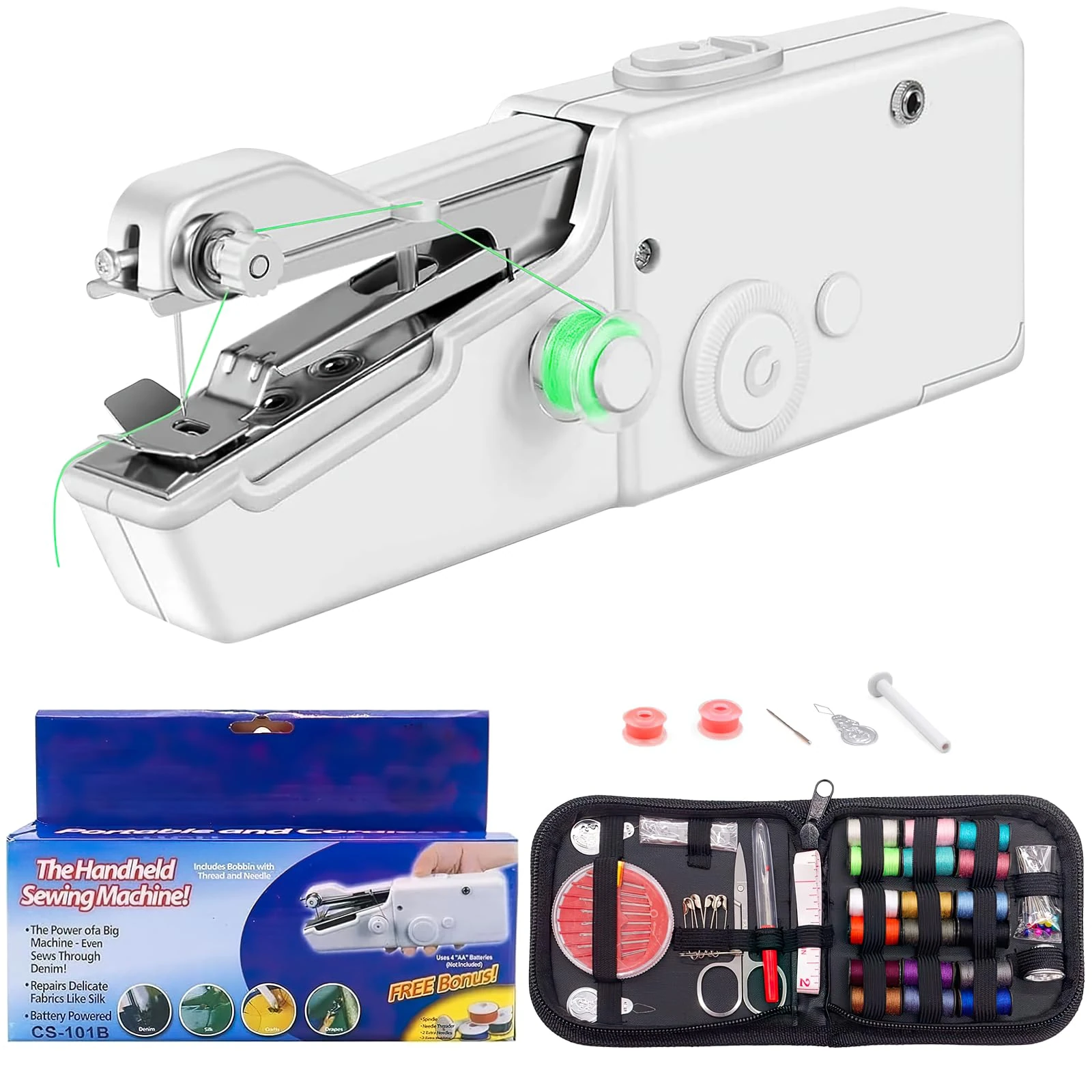 Astrevo Portable Handheld Sewing Machine, Mini Sewing Machine for Beginners, Small Hand Sewing Machines with Accessories, Embroidery for Home, DIY and Travel Use