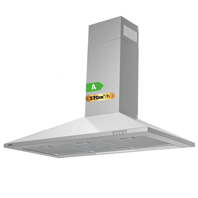 CIARRA' 90 cm Cooker Hood Stainless Steel Chimney Extractor Hood with LED and Recirculating & Ducting System Wall Mounted Range Hood 600 mm Extractor Fan - CAS9201A,Sliver