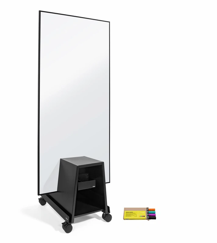 Sigel MUB18 Meet up Set – 1 Mobile whiteboard 90x180 cm, Magnetic, writable on Both Sides, Black Frame, 1 Stand and 4 Board Markers