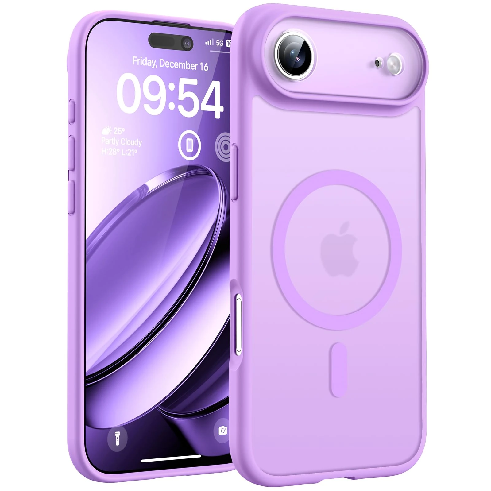 TOCOL Magnetic for iPhone Air Case 6.5-Inch, Compatible with MagSafe, Full Camera Protection, Built-in Magnetic Ring, Drop Protection Shockproof Translucent Matte for iPhone 17 Air (Light Purple)