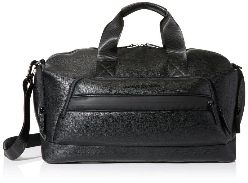 Armani Exchange Men's Madrid, Sustainable, Embossed Logo Duffle Bag, Black
