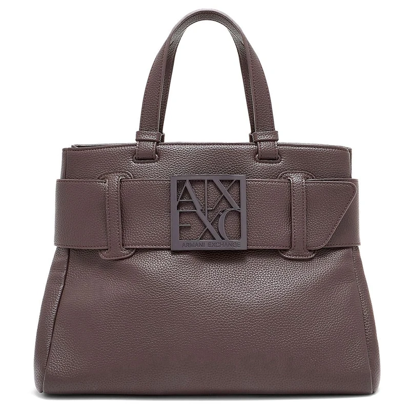Armani Exchange Women Susy, Essential, Sustainable, Soft, Metal Logo Shopping Bag, Dusk Shade, One Size