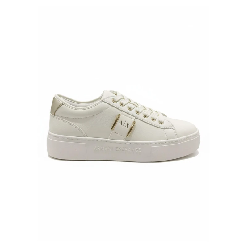 Armani Exchange Women Kurt Sneaker - Off White Pale Gold - 5 UK