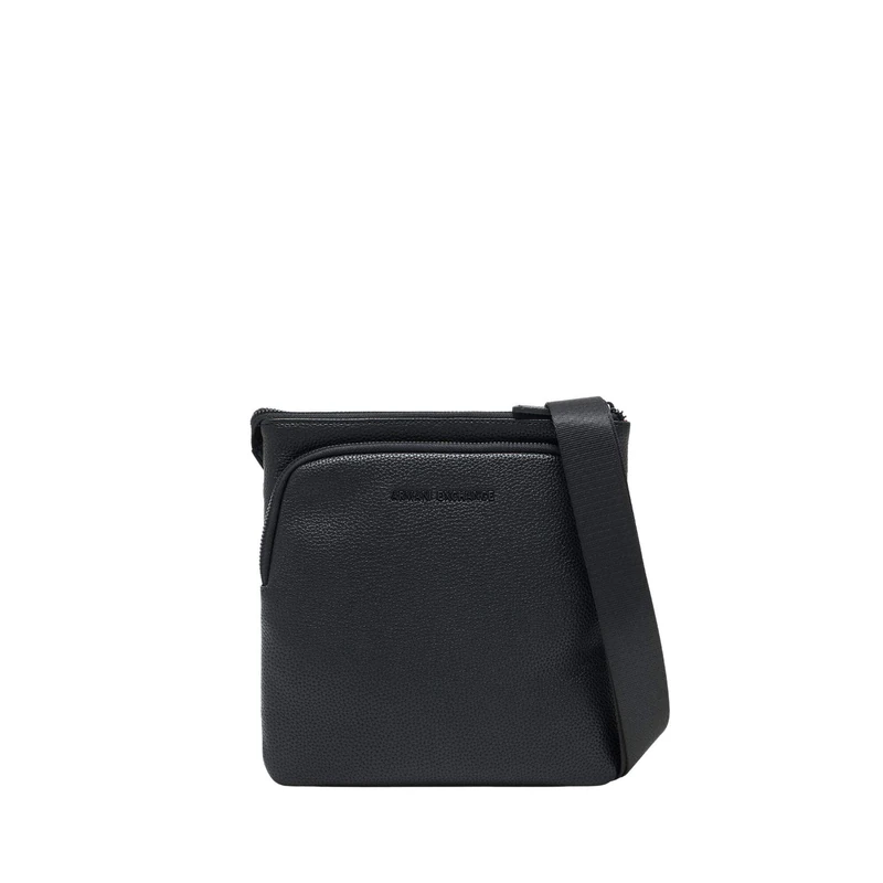 Armani Exchange Men Madrid, Sustainable, Embossed Logo Falt Crossbody, Black, One Size