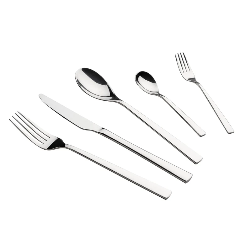 QULINART 18/10 Stainless Steel Cutlery Set 60: 12 Knives, 12 Forks, 12 Spoons, 12 teaspoons and 12 Dessert Forks – Dishwasher Safe – Gift Set for The Home - Silver
