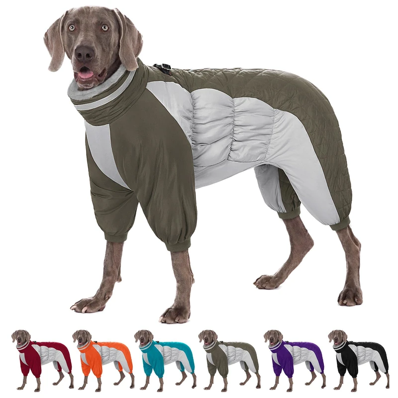 AOFITEE Large Dog Coat Warm Dog Jacket for Winter, Dogs Winter Coat with Harness Built in, Reflective Turtleneck Dogs Puffer Jacket Snowsuit, Full Body Fleece Coats for Small Medium Large Pet, XL