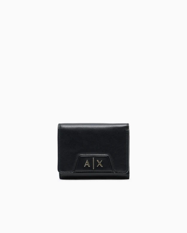 Armani Exchange Women's Amelie Gold Logo Mini Wallet, Black