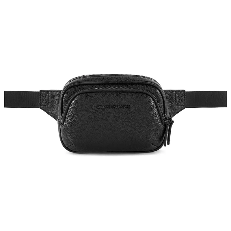 Armani Exchange Men Madrid, Sustainable, Embossed Logo Waistbag, Black, One Size