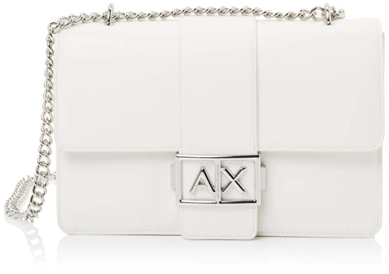 Armani Exchange Women Jodie, Metal Silver Logo, Chain Strap Messenger Bag, Dusk Shade, One Size