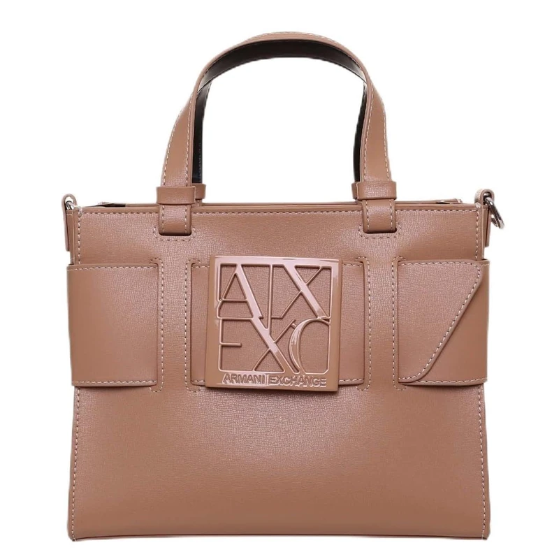 Armani Exchange Women's Susy Soft, Sustainable, On Tone Logo Shopping Bag, S, Candied Ginger