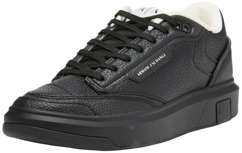 Armani Exchange Men's Venice, Logo Tab on Sole Trainers, Black, 41 EU