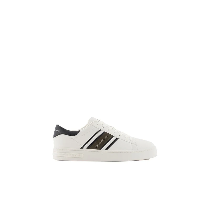 Armani Exchange Men London, Side Stripes, Color Contrast Sneaker, Off White Musk, 12 UK