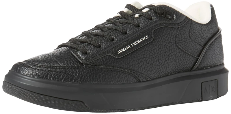 Armani Exchange Men's Venice, Logo Tab on Sole Trainers, Black, 43 EU